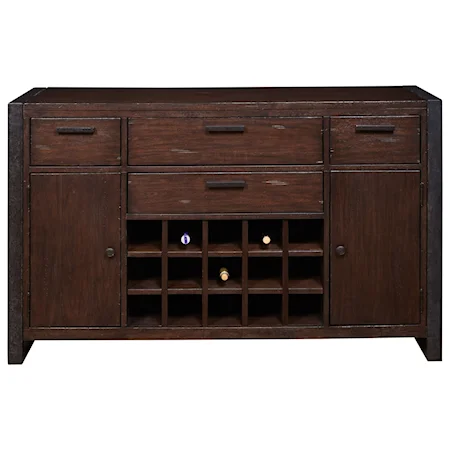 4 Drawer Server with Wine Rack